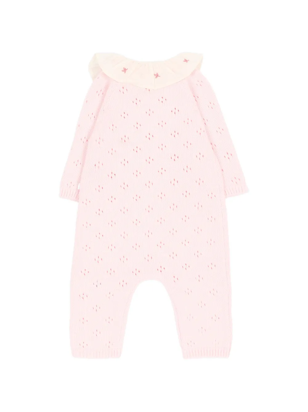 Petit Bateau Pointelle gebreide jumpsuit met ruches Roze