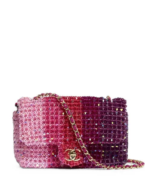 CHANEL Pre-Owned 2020 mini Flap ombré beaded shoulder bag