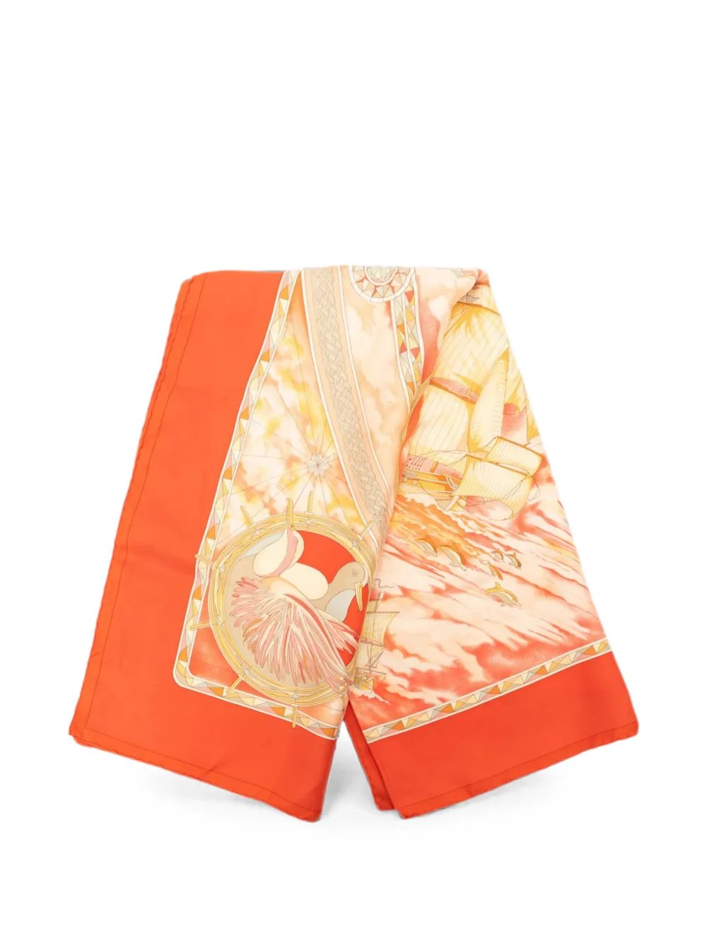 Hermès Pre-Owned 2000-2024 Fregates Magnifiques Silk Scarf 90 scarves - Arancione
