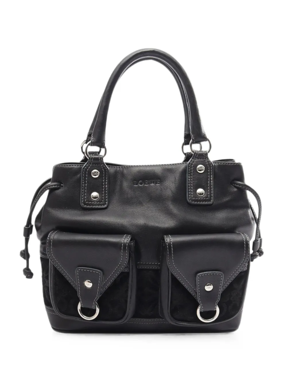 Loewe Pre-Owned 2015-2020 Calfskin and Suede Anagram Pocket tote bag - Schwarz