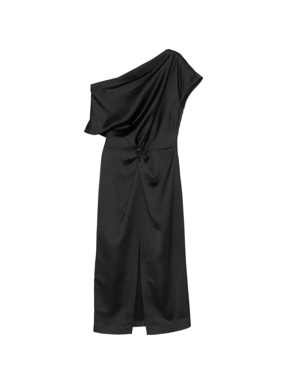 IMPERIAL one-shoulder twist-detail midi dress - Nero