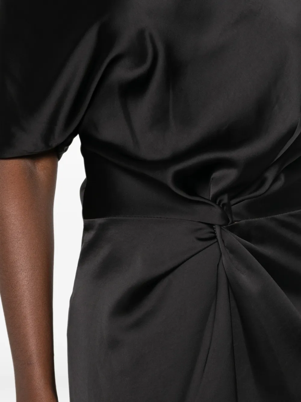 IMPERIAL Asymmetrische midi-jurk met gedraaid detail Zwart