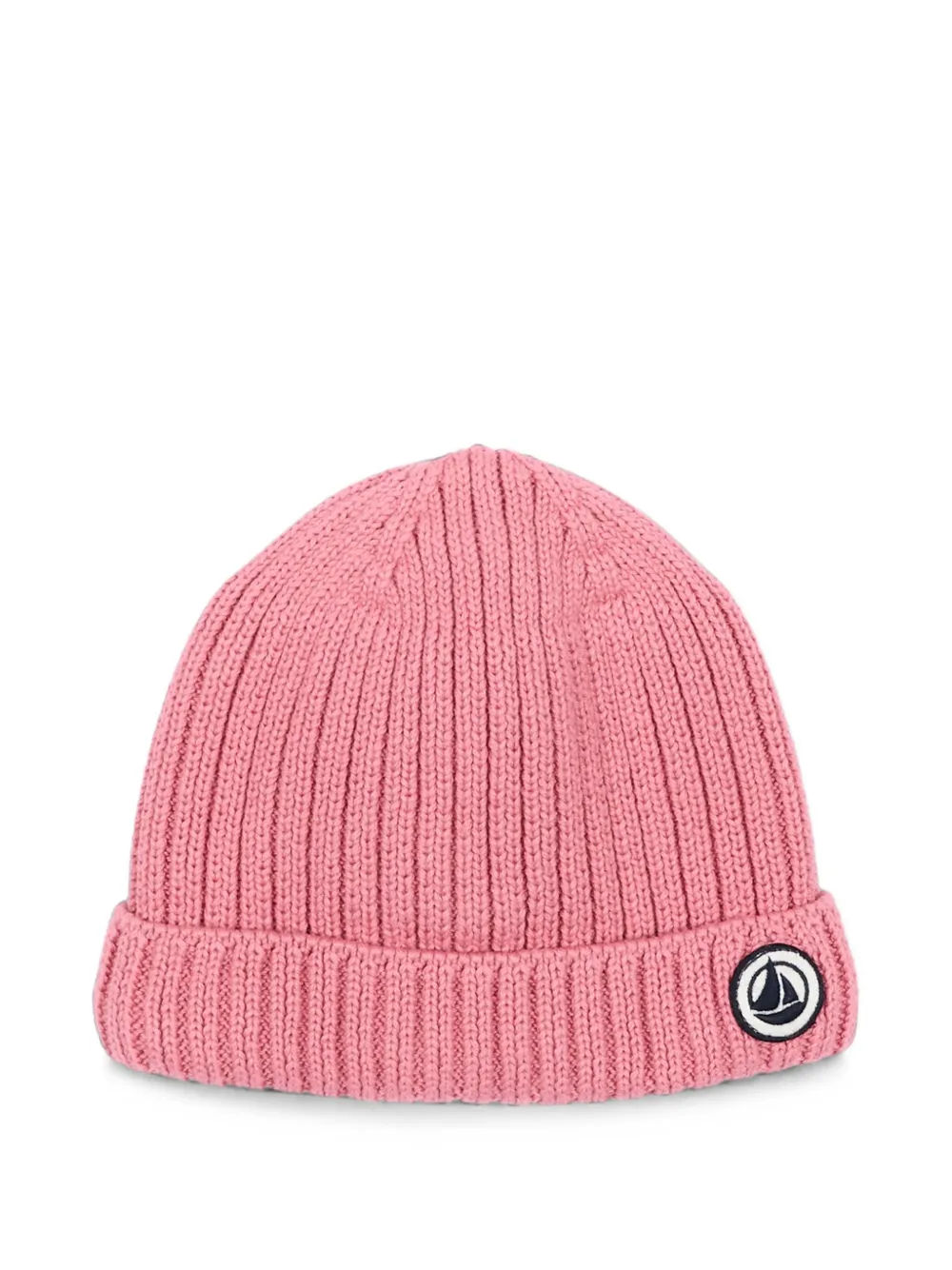 Petit Bateau logo-patch ribbed-knit beanie hat - Rosa