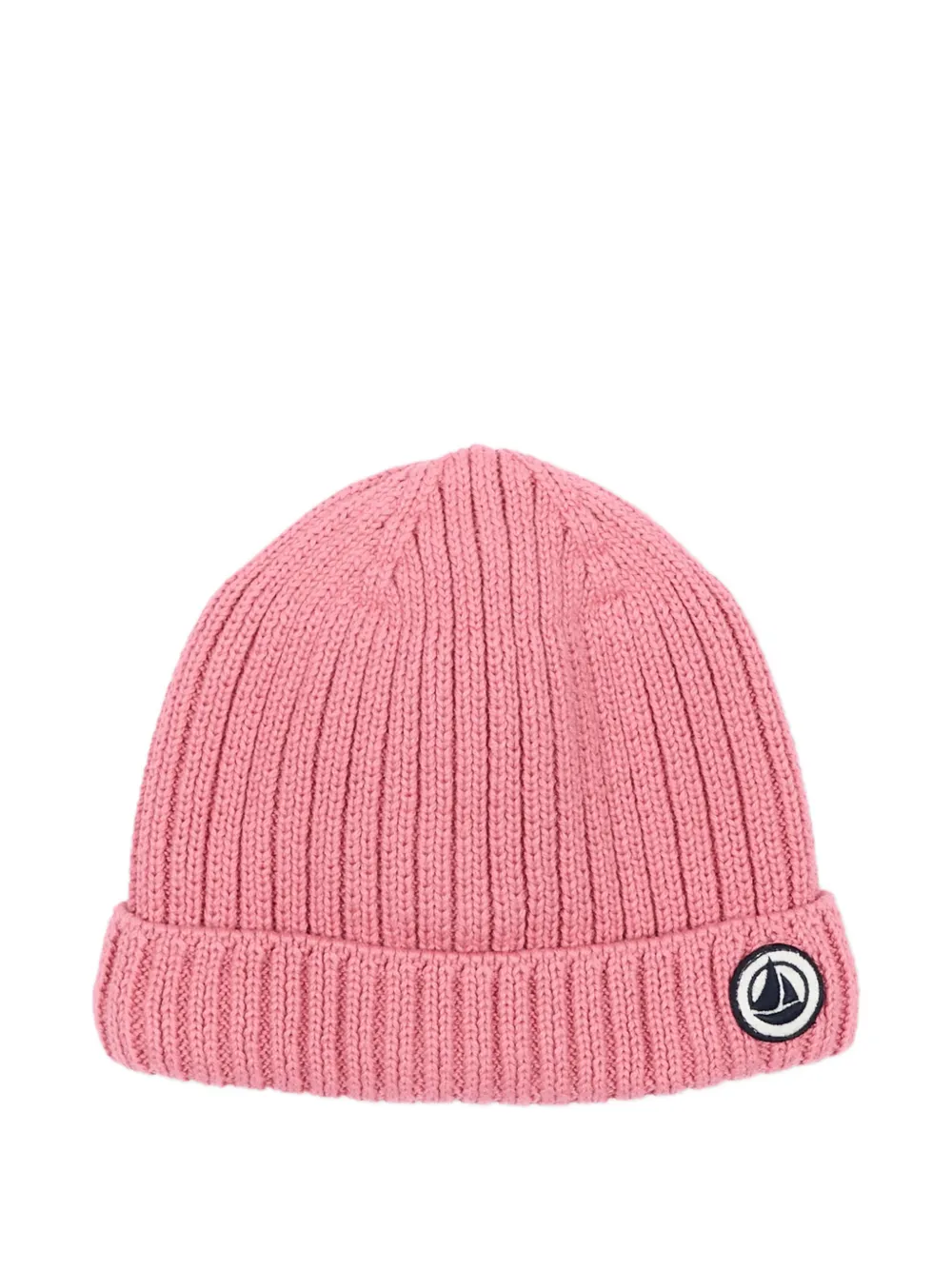 Petit Bateau logo-patch ribbed-knit beanie hat - Rosa