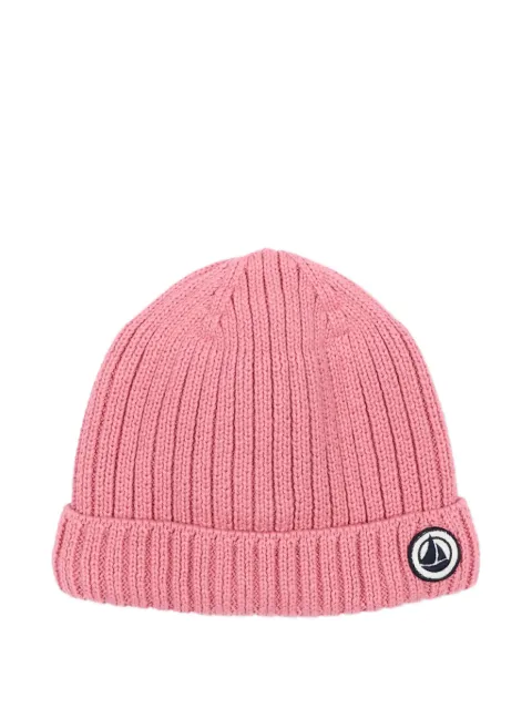 Petit Bateau logo-patch ribbed-knit beanie hat