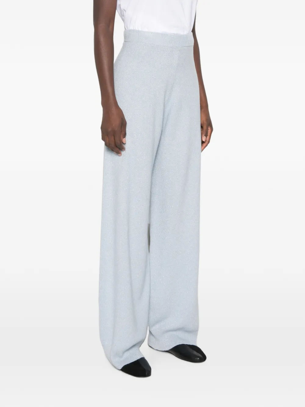 Fabiana Filippi metallic-effect wide-leg trousers Blauw