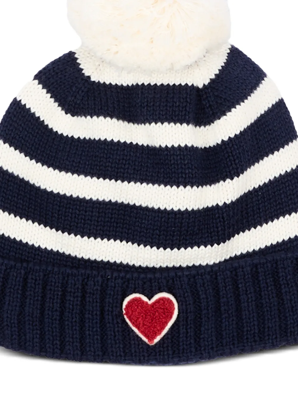 Petit Bateau Gestreepte muts met hartpatch Blauw
