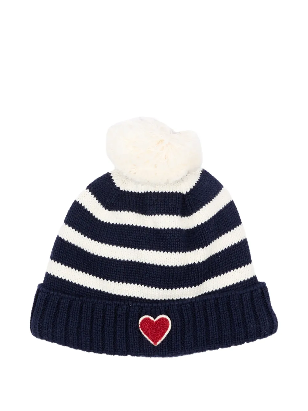 Petit Bateau striped heart-patch beanie hat - Blu