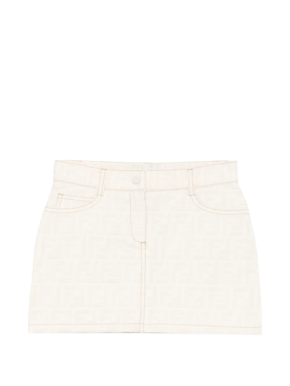 Fendi Kids FF logo-embossed skirt - Toni neutri