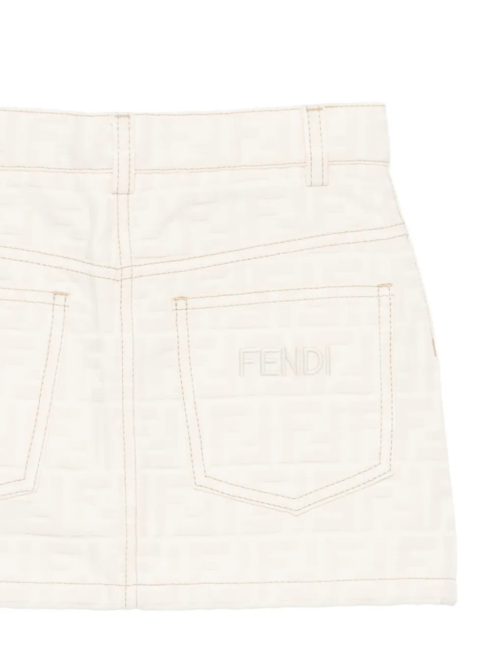 Fendi Kids Rok met FF logo-reliëf Beige