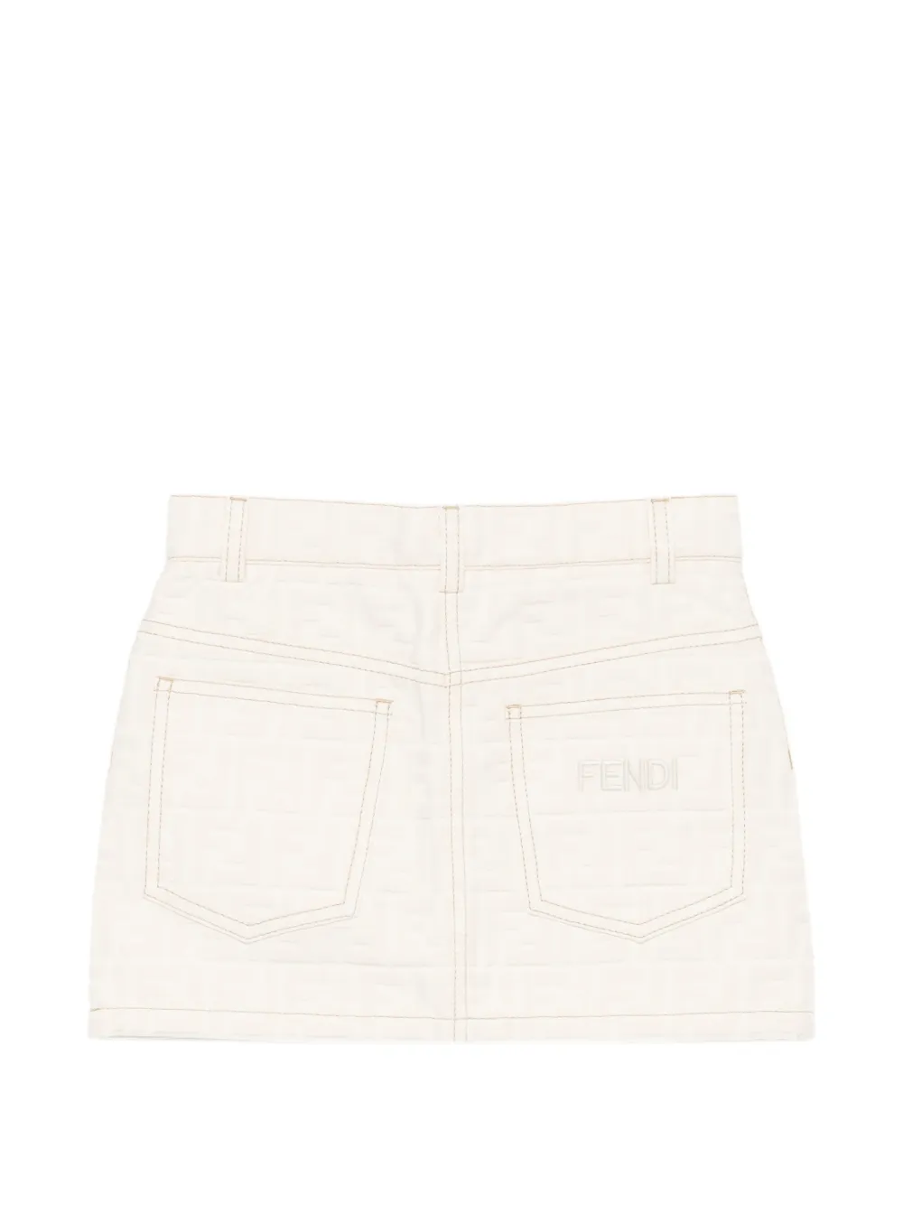 Fendi Kids Rok met FF logo-reliëf Beige
