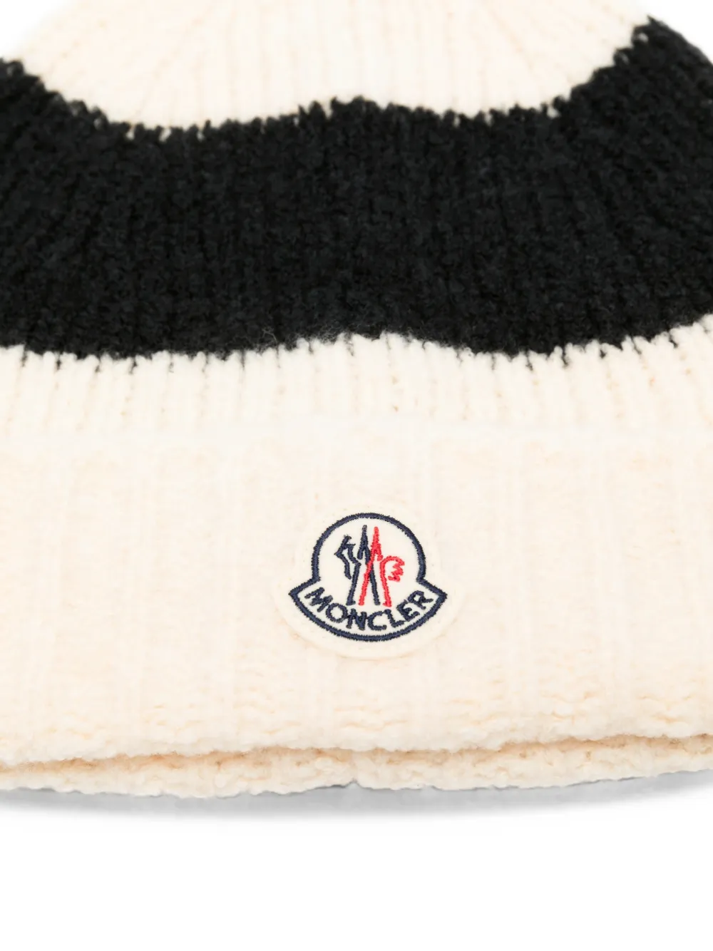 Moncler Gestreepte muts met logopatch Beige