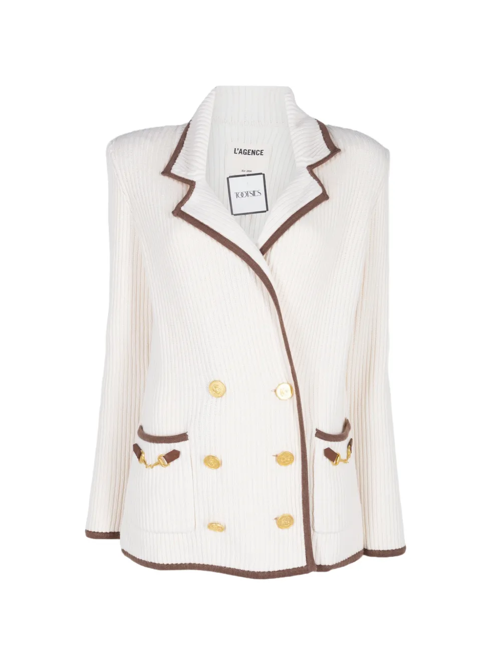 L'agence Ranch Double-breasted Knit Blazer In Neutrals