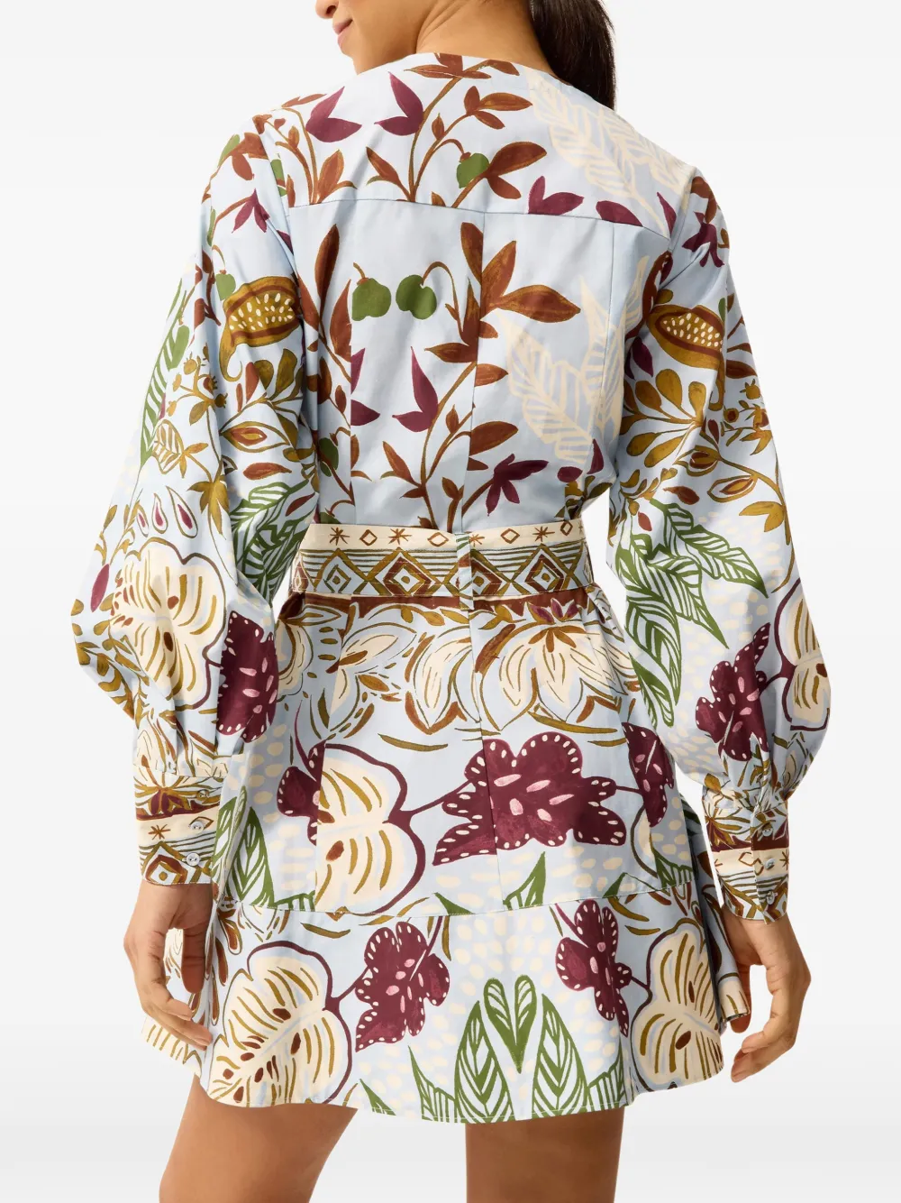 Marie Oliver Hughes mini-jurk met bloemenprint en ceintuur Blauw