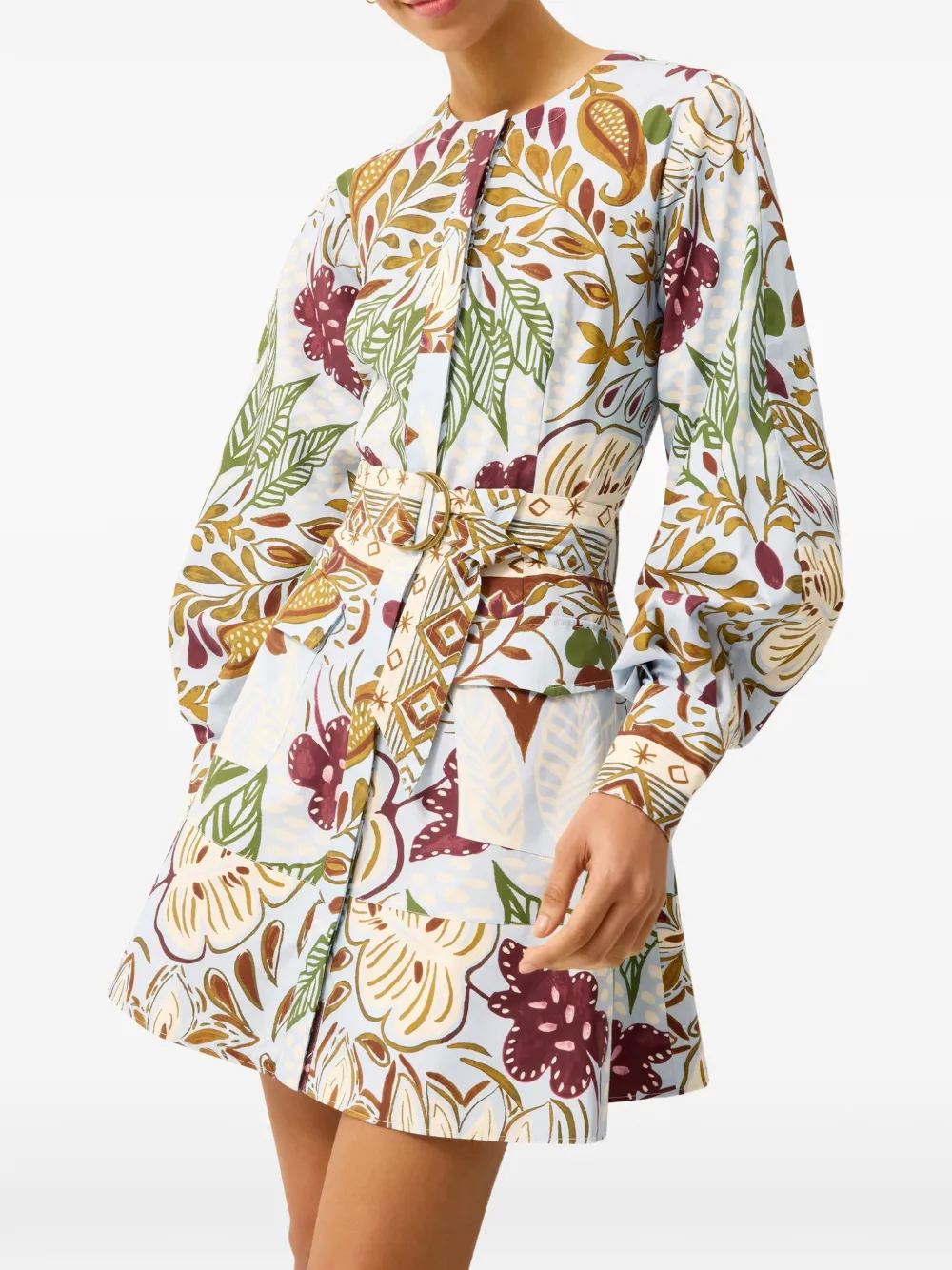 Marie Oliver Hughes mini-jurk met bloemenprint en ceintuur Blauw