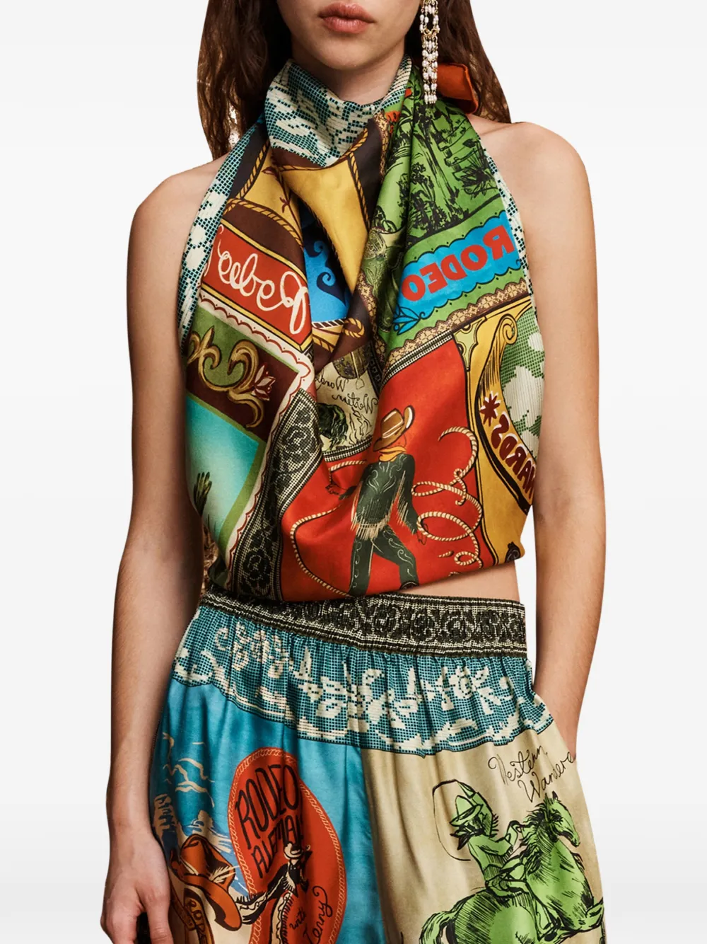 ALEMAIS Ace graphic-print scarf - Verde