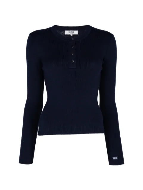 Sea Jane ribbed-knit Henley sweater