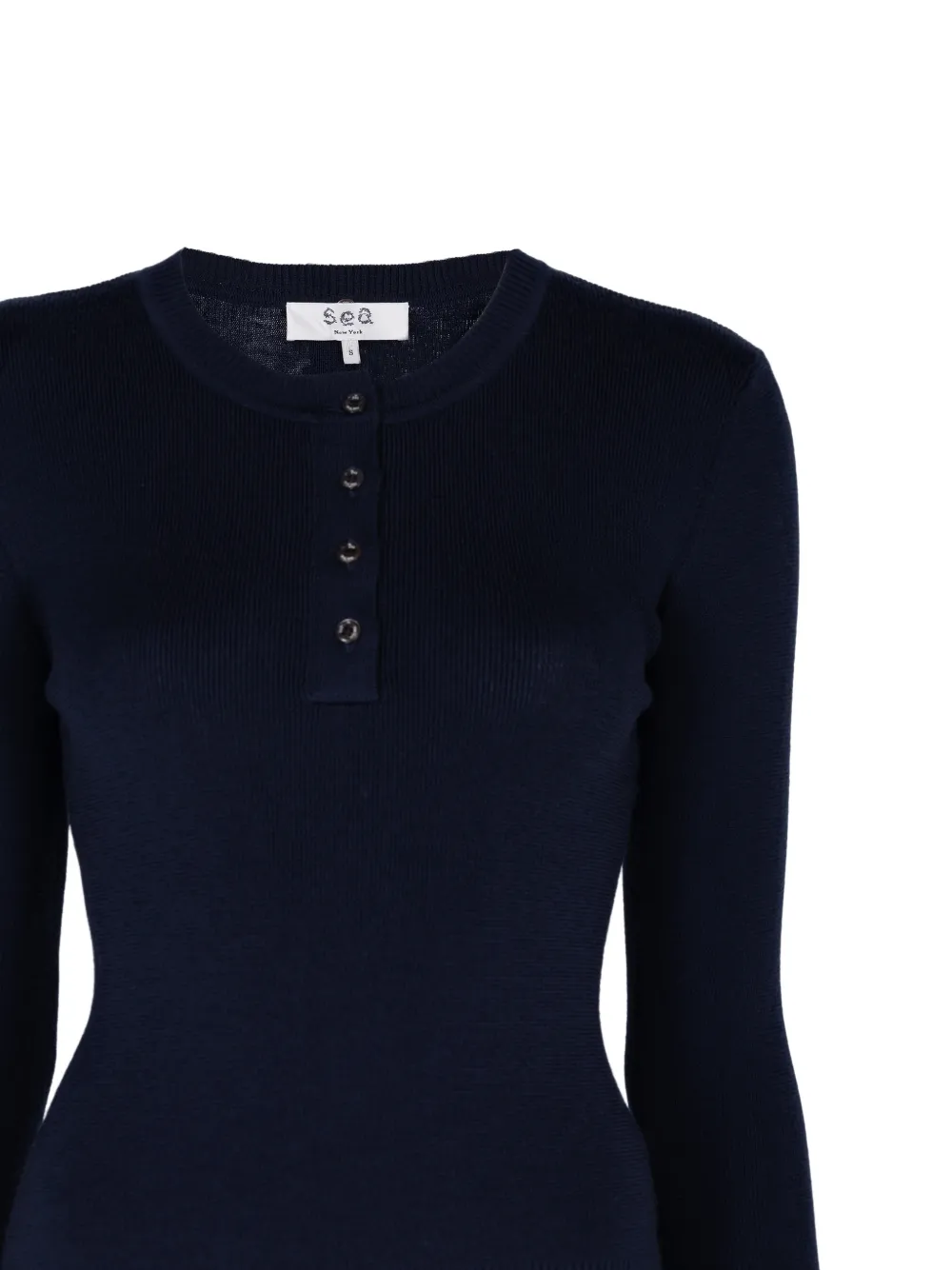Sea Jane ribgebreide Henley trui Blauw