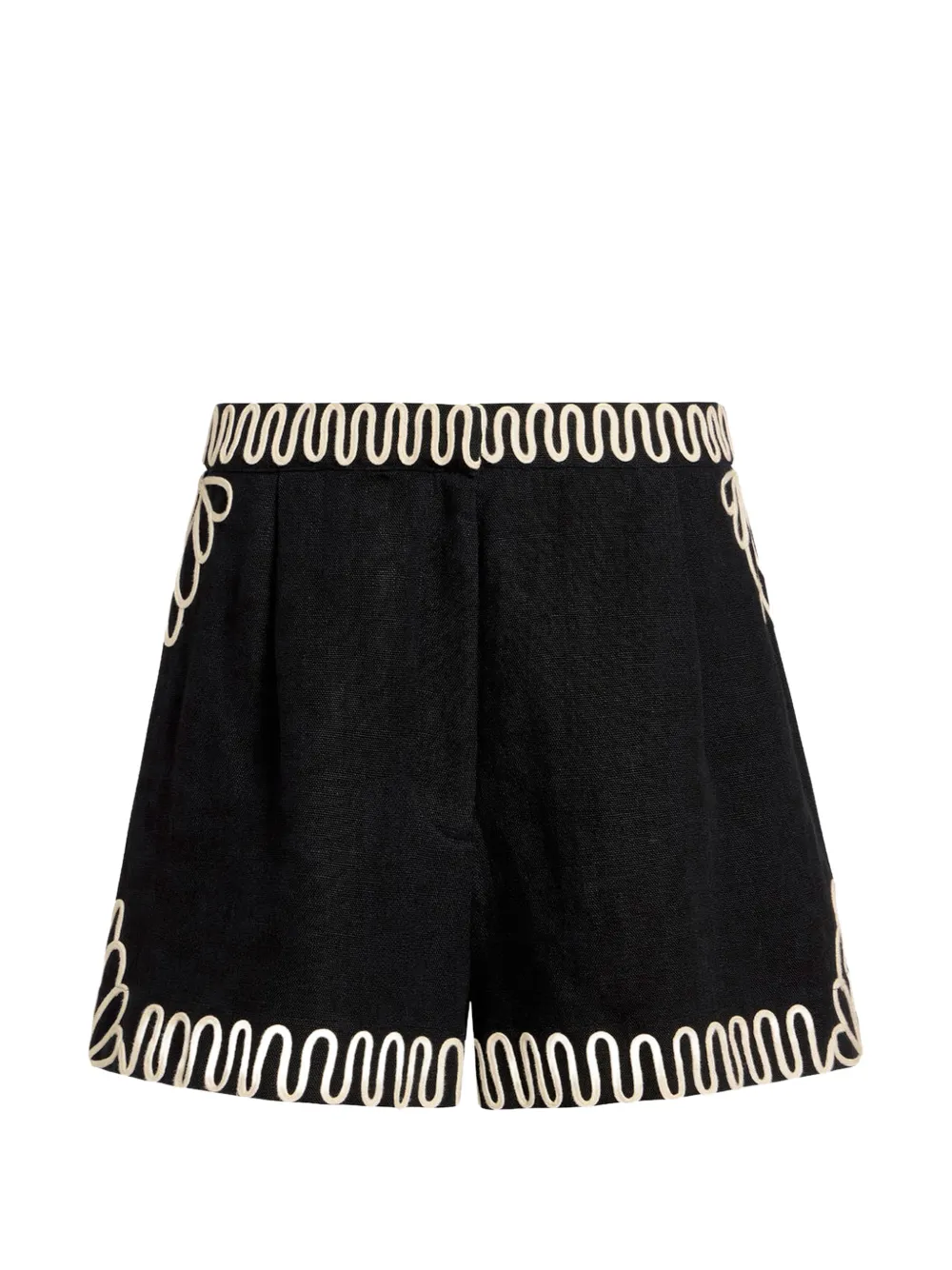 Marie Oliver Blanche Rickrack-trim Shorts In Black