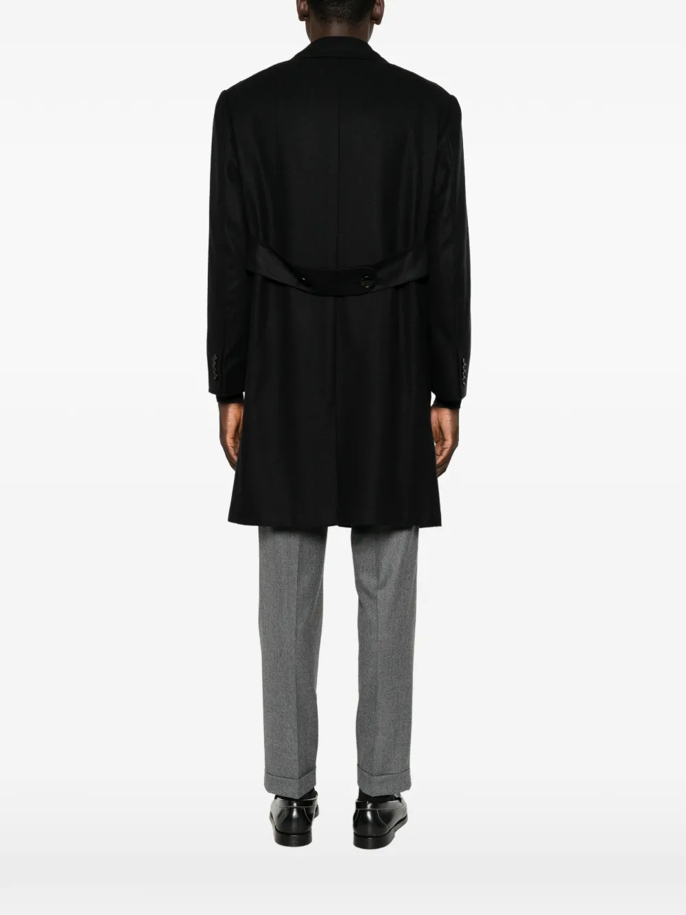 Kiton Kasjmier mantel met enkele rij knopen Zwart