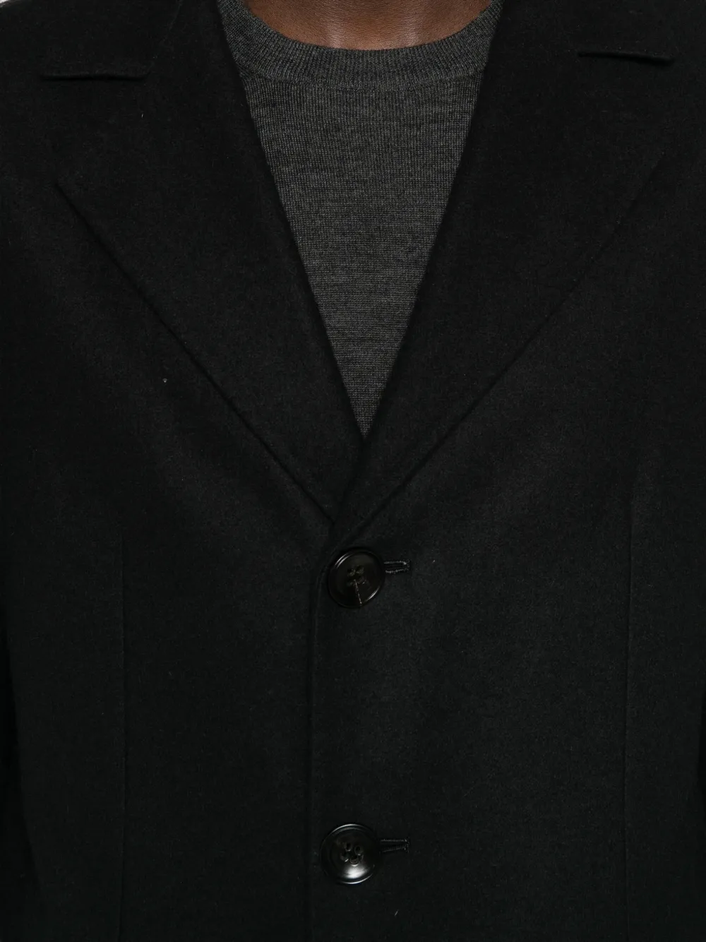 Kiton Kasjmier mantel met enkele rij knopen Zwart