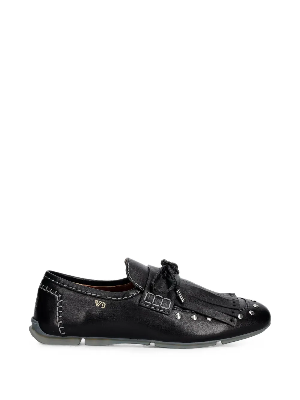 Wales Bonner studded fringed loafers - Nero