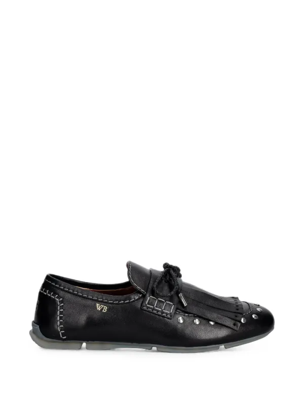 Wales Bonner Studded Fringed Loafers in Black