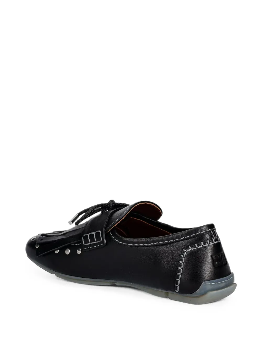 Wales Bonner Studded Fringed Loafers in Black, view 5