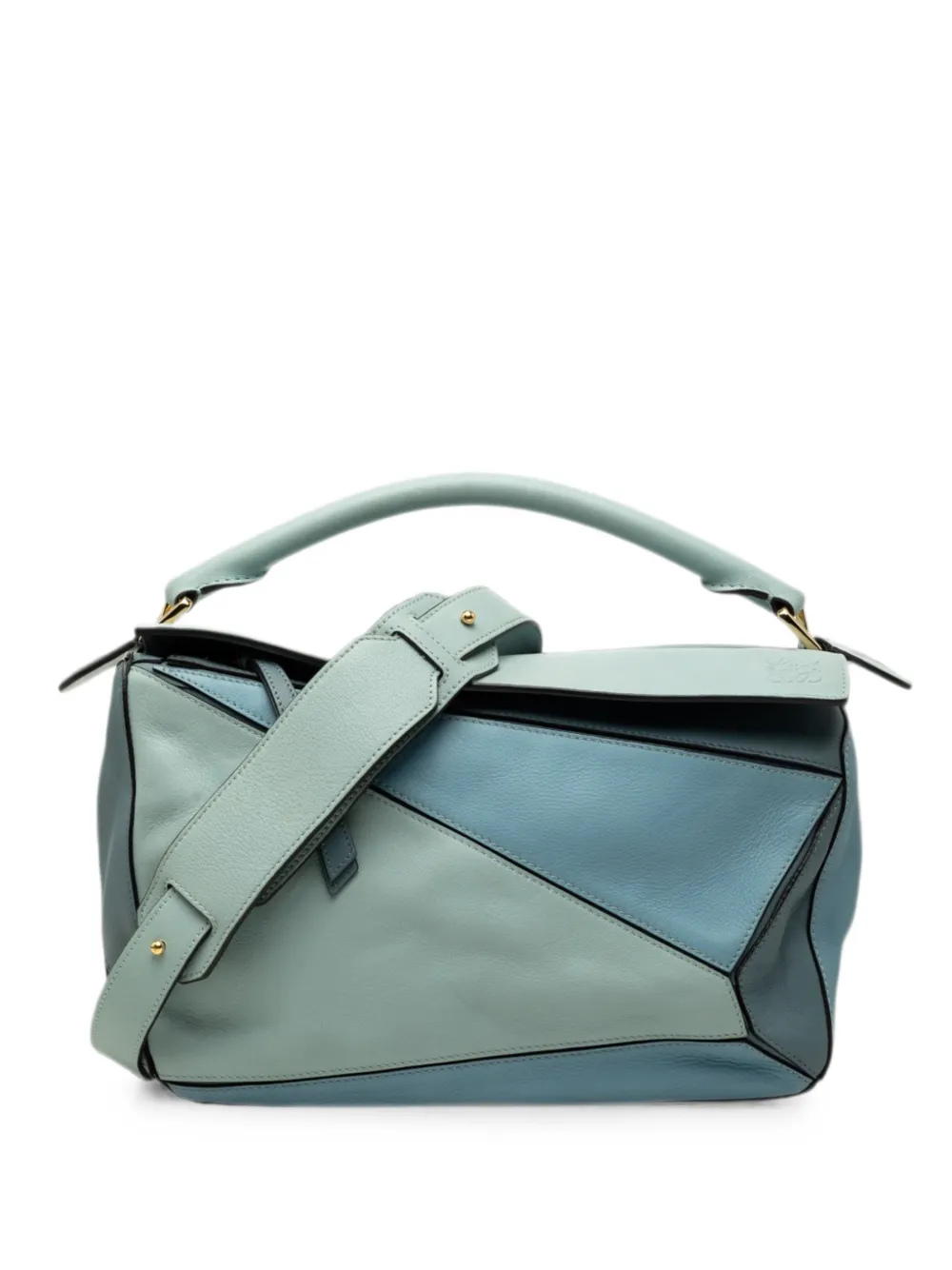 Loewe Pre-Owned 2017 Medium Tricolor Calfskin Puzzle satchel - Blu