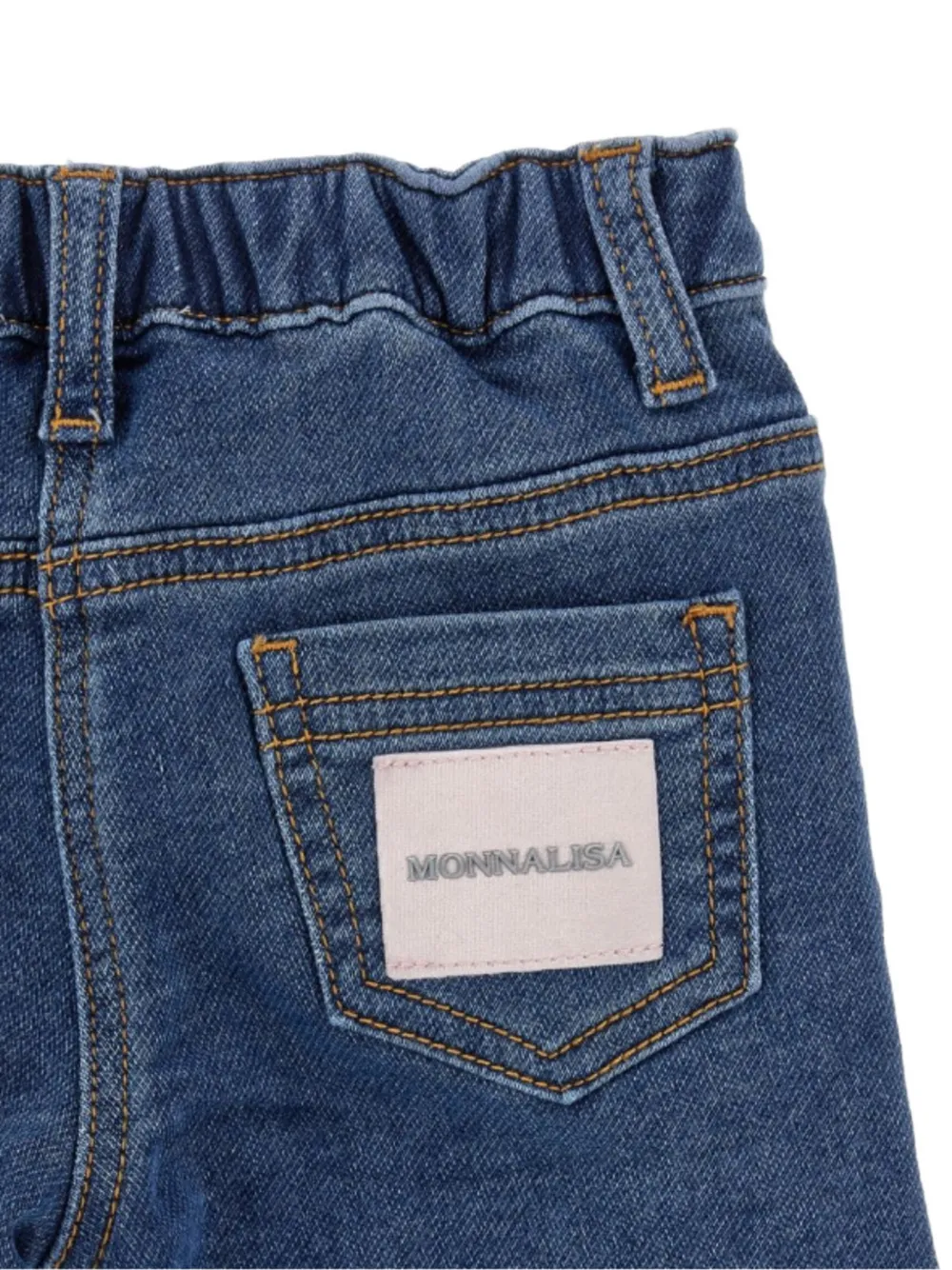 Monnalisa floral-embroidered turned-up jeans Blauw