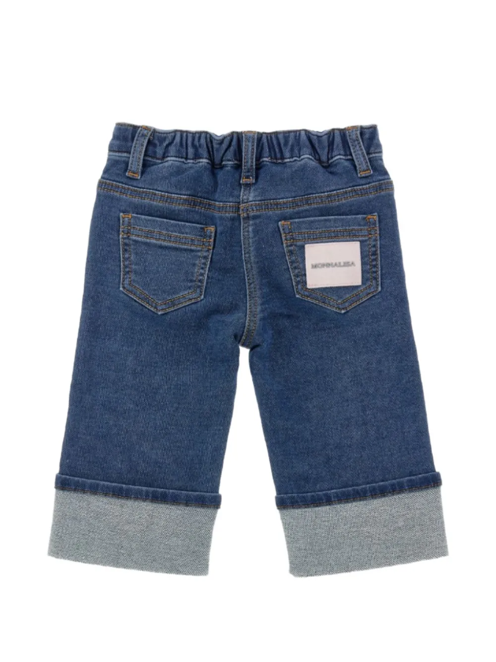 Monnalisa floral-embroidered turned-up jeans Blauw