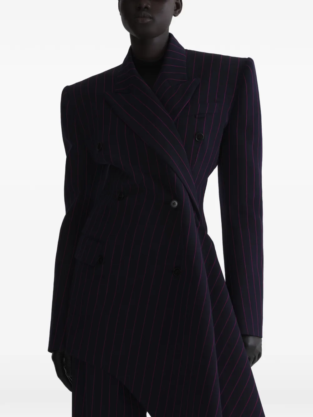 Mugler Gedrapeerd jack met krijtstreep Blauw