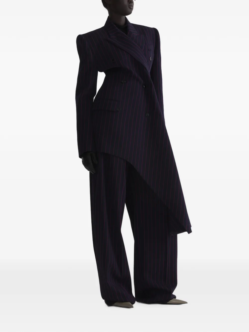 Mugler Gedrapeerd jack met krijtstreep Blauw
