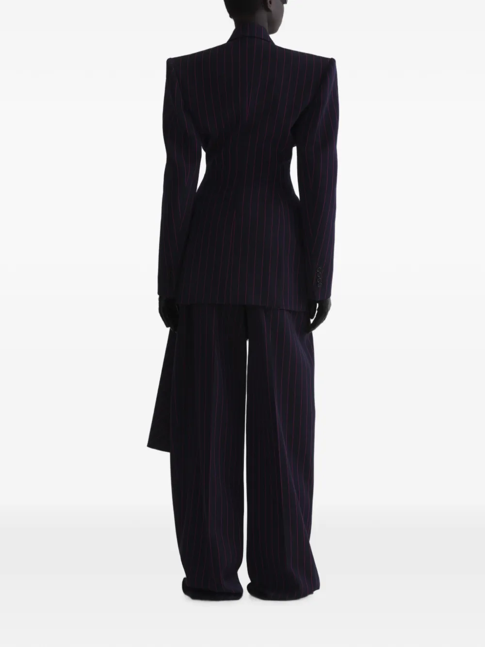 Mugler Gedrapeerd jack met krijtstreep Blauw
