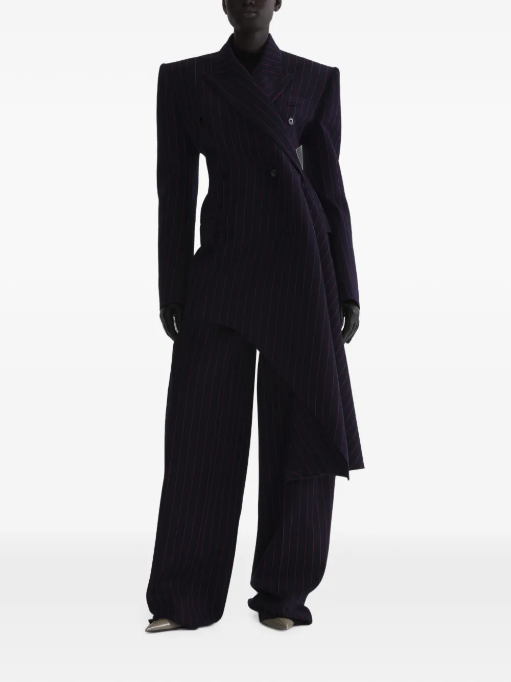 Mugler Gedrapeerd jack met krijtstreep Blauw