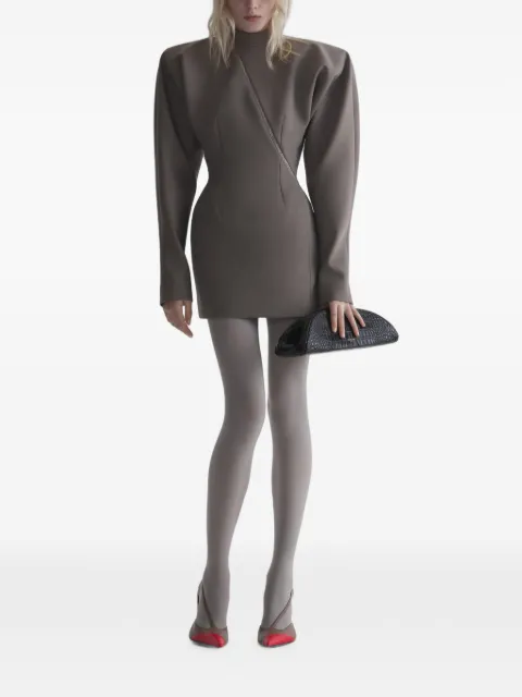 Mugler Taupe Minikleid mit Reißverschluss