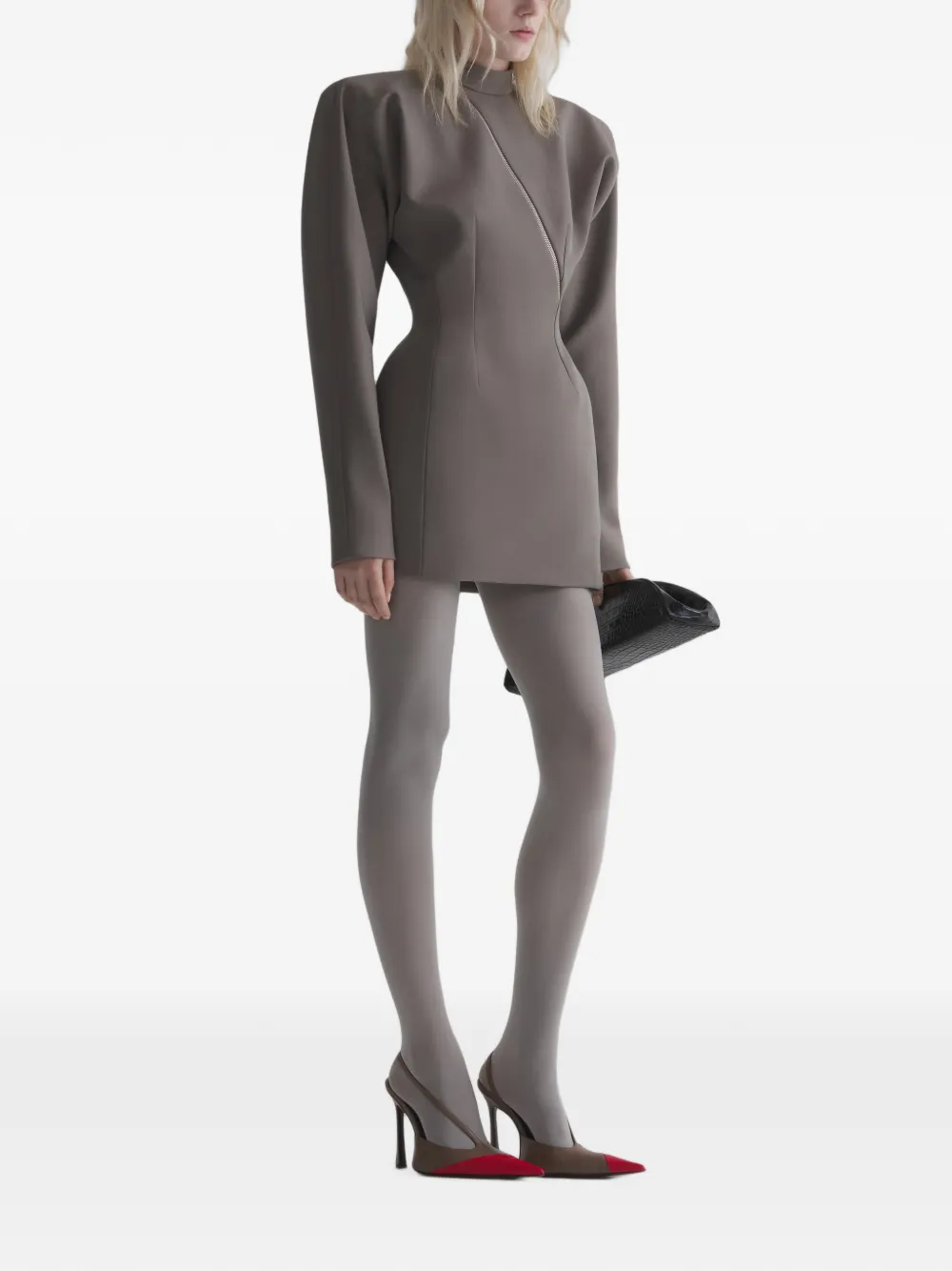 Mugler Mini-jurk met rits Beige