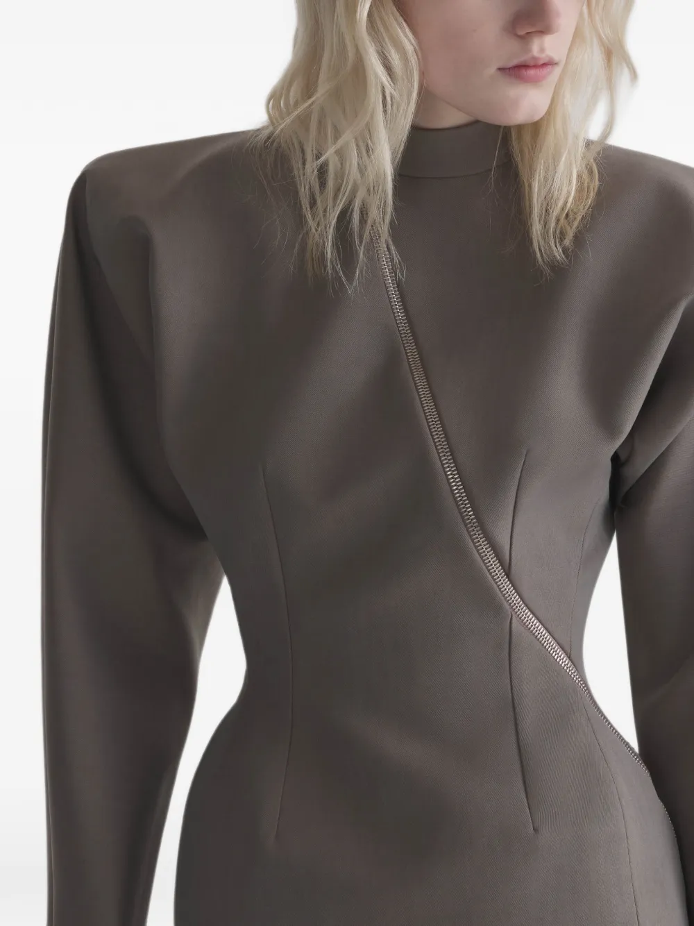 Mugler Mini-jurk met rits Beige