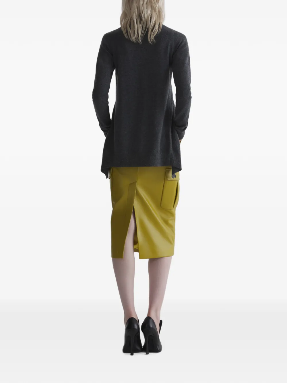 Mugler Grey Cashmere Open Cardigan, view 4