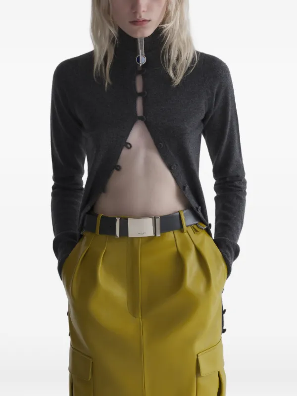 Mugler Grey Cashmere Open Cardigan