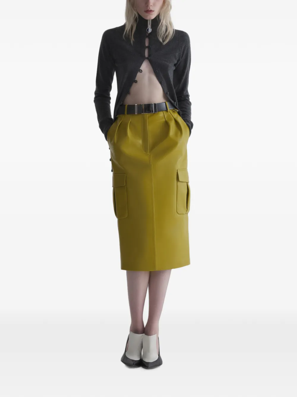 Mugler Grey Cashmere Open Cardigan, view 2