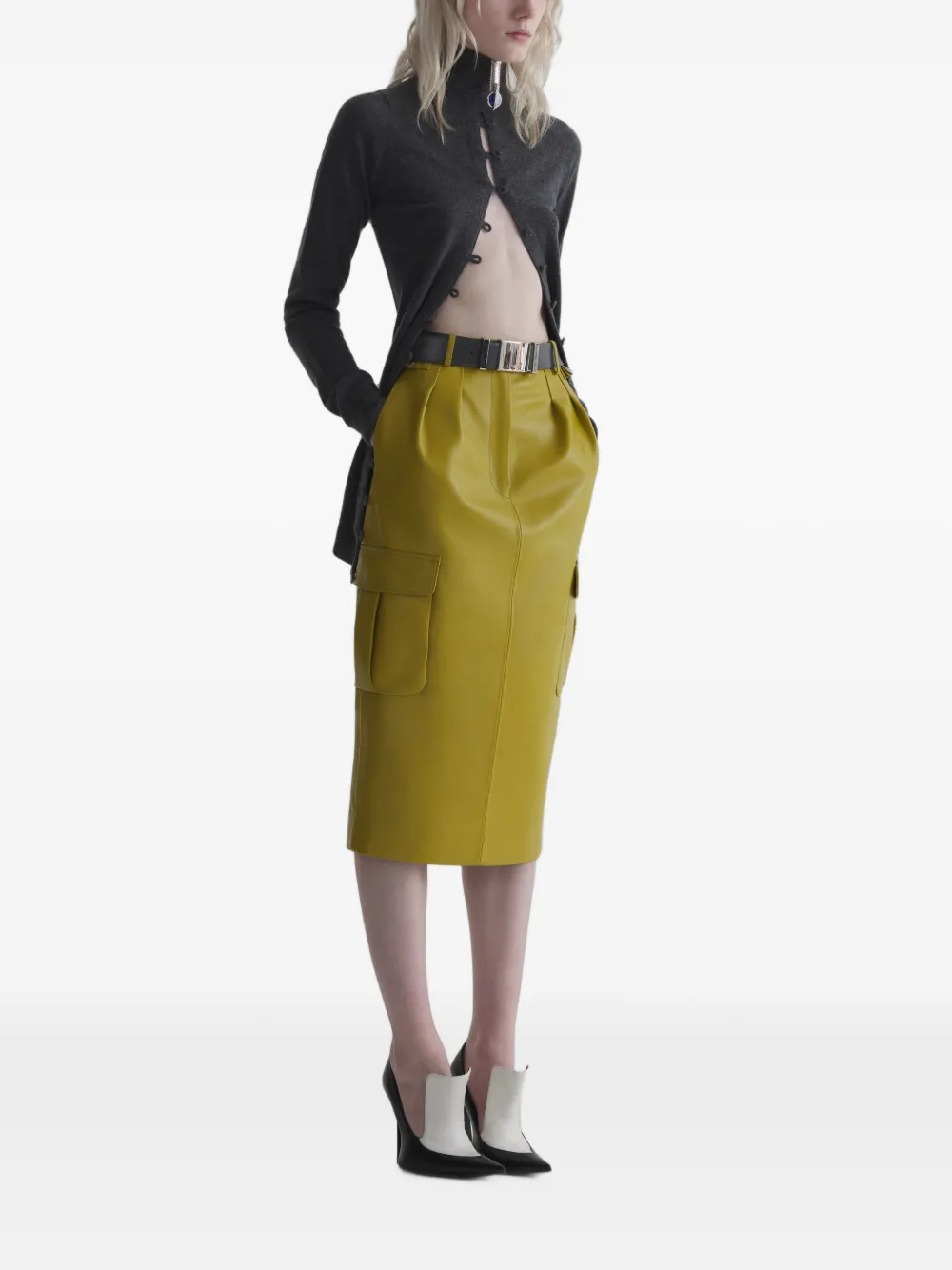 Mugler Grey Cashmere Open Cardigan, view 3