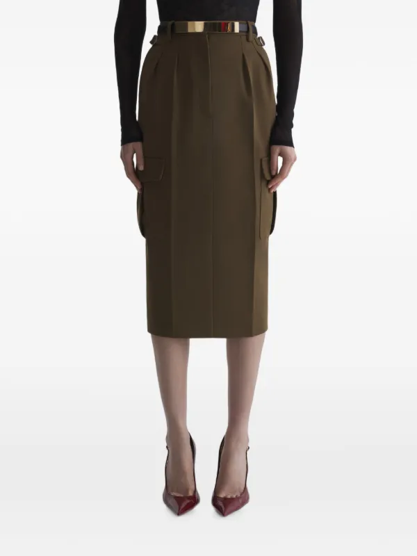 Mugler Kaki Cargo Shirt in Brown