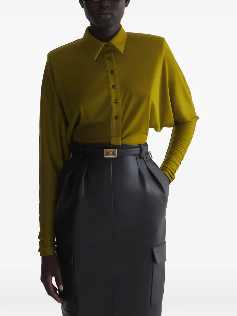 Mugler Polobody met vleermuismouwen Groen