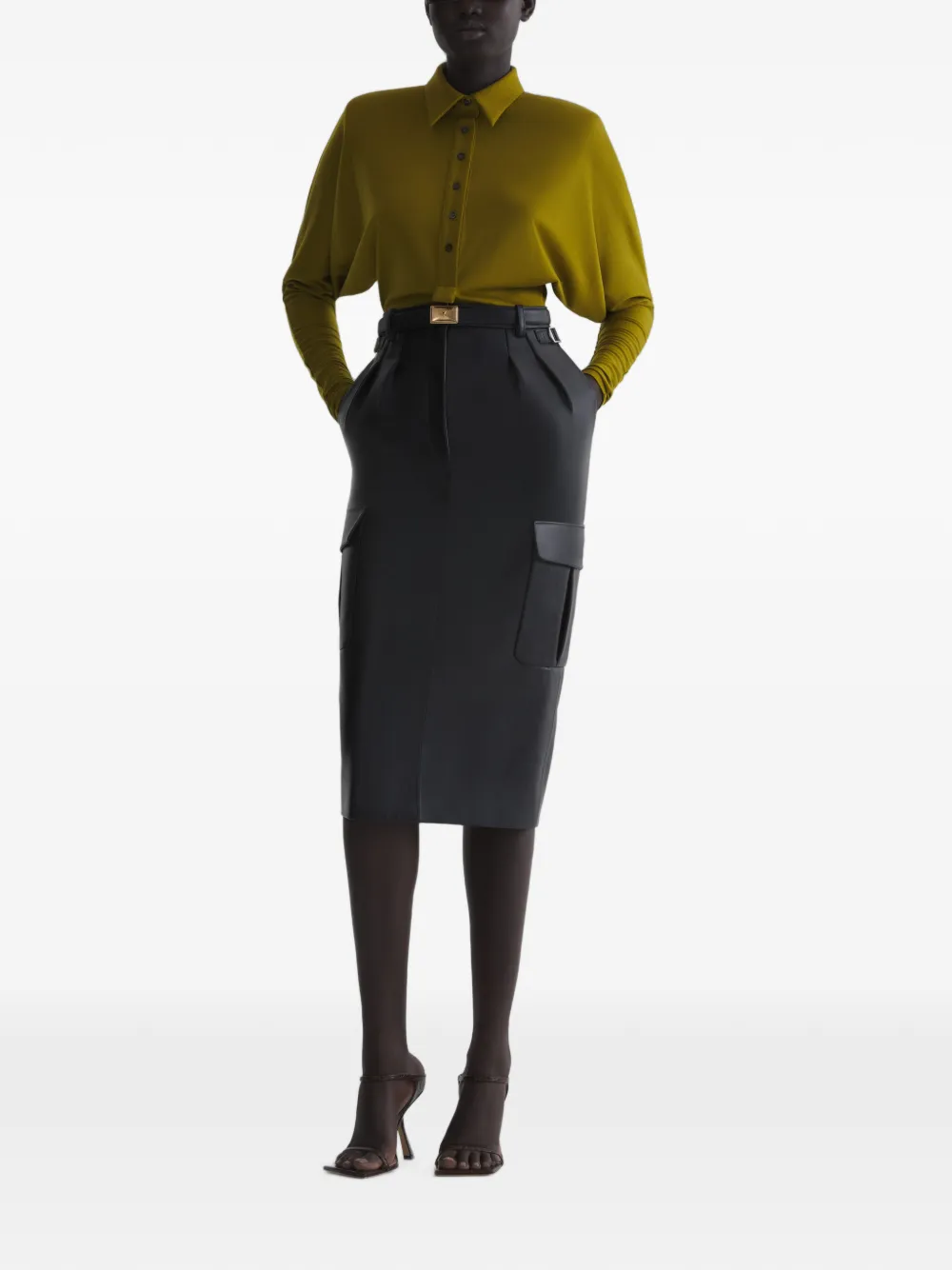 Mugler Polobody met vleermuismouwen Groen