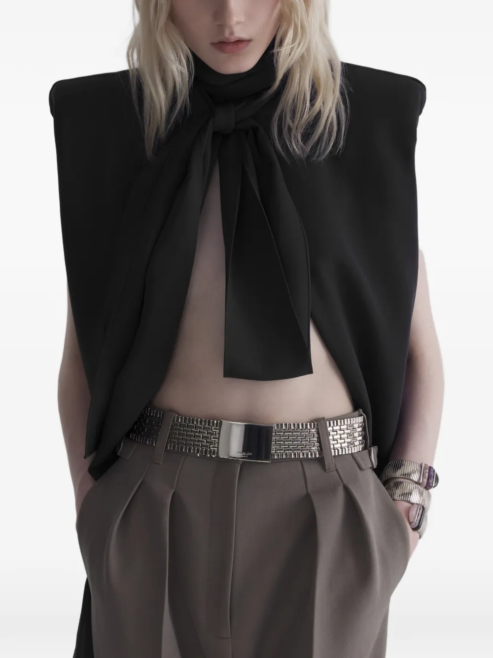 Mugler Gedrapeerde top Zwart