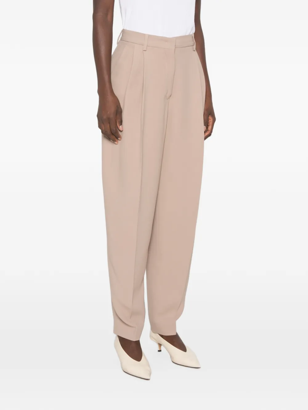 Fabiana Filippi Plooibroek met toelopende pijpen Beige
