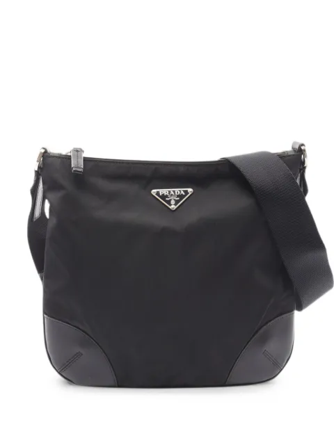 Prada Pre-Owned 2013-2026 Vitello Trimmed Tessuto Zip Top crossbody bag