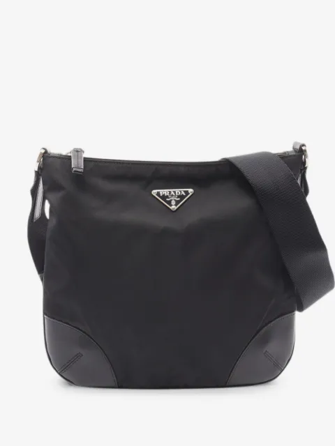 Prada Pre-Owned 2013-2026 Vitello Trimmed Tessuto Zip Top crossbody bag