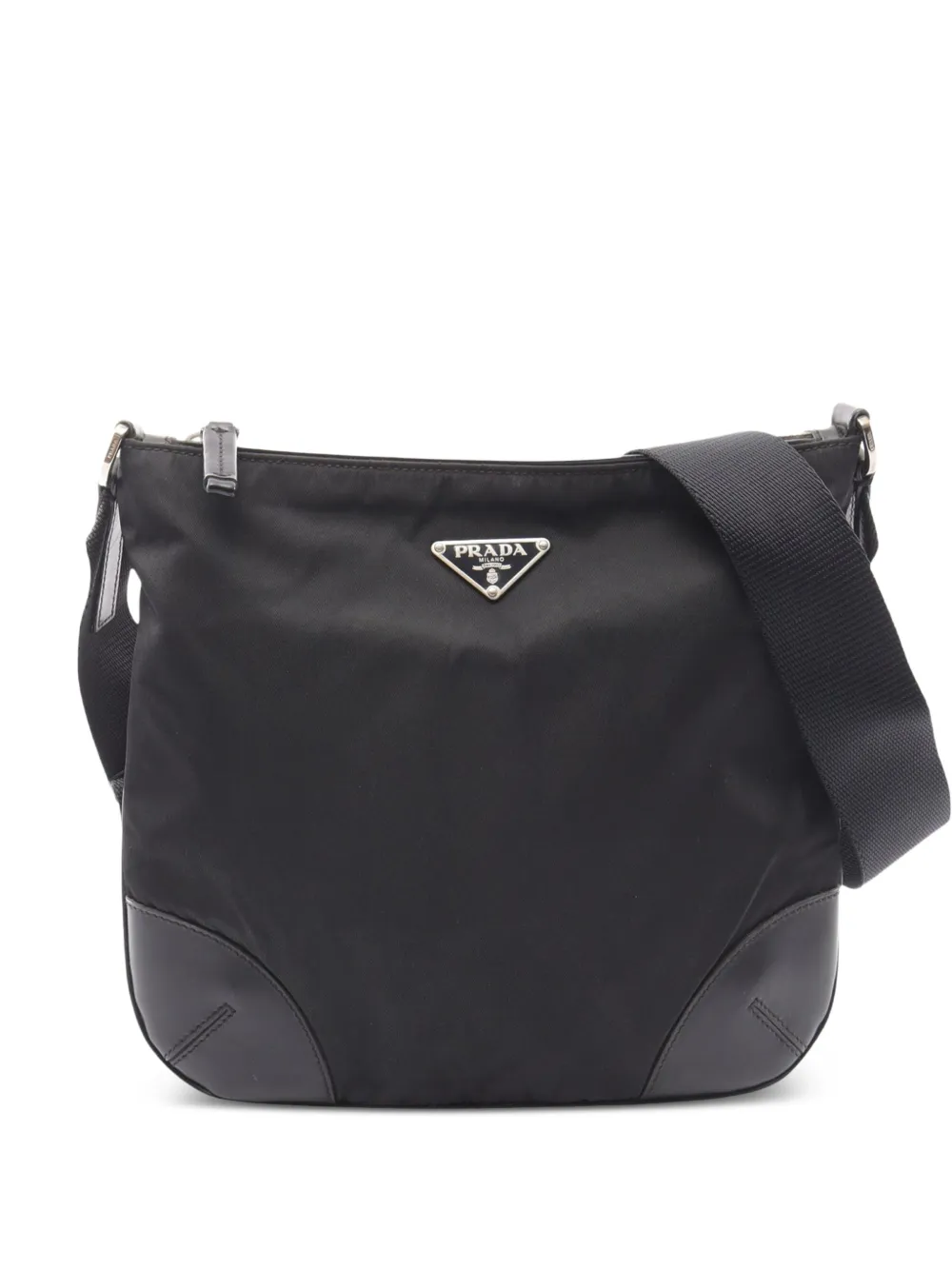 Prada Pre-Owned 2013-2026 Vitello Trimmed Tessuto Zip Top crossbody bag - Nero